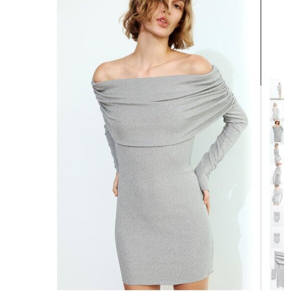 Zara Dresses & Skirts - ZARA STRAPLESS METALLIC THREAD DRESS Size M NEW WITH TAG!